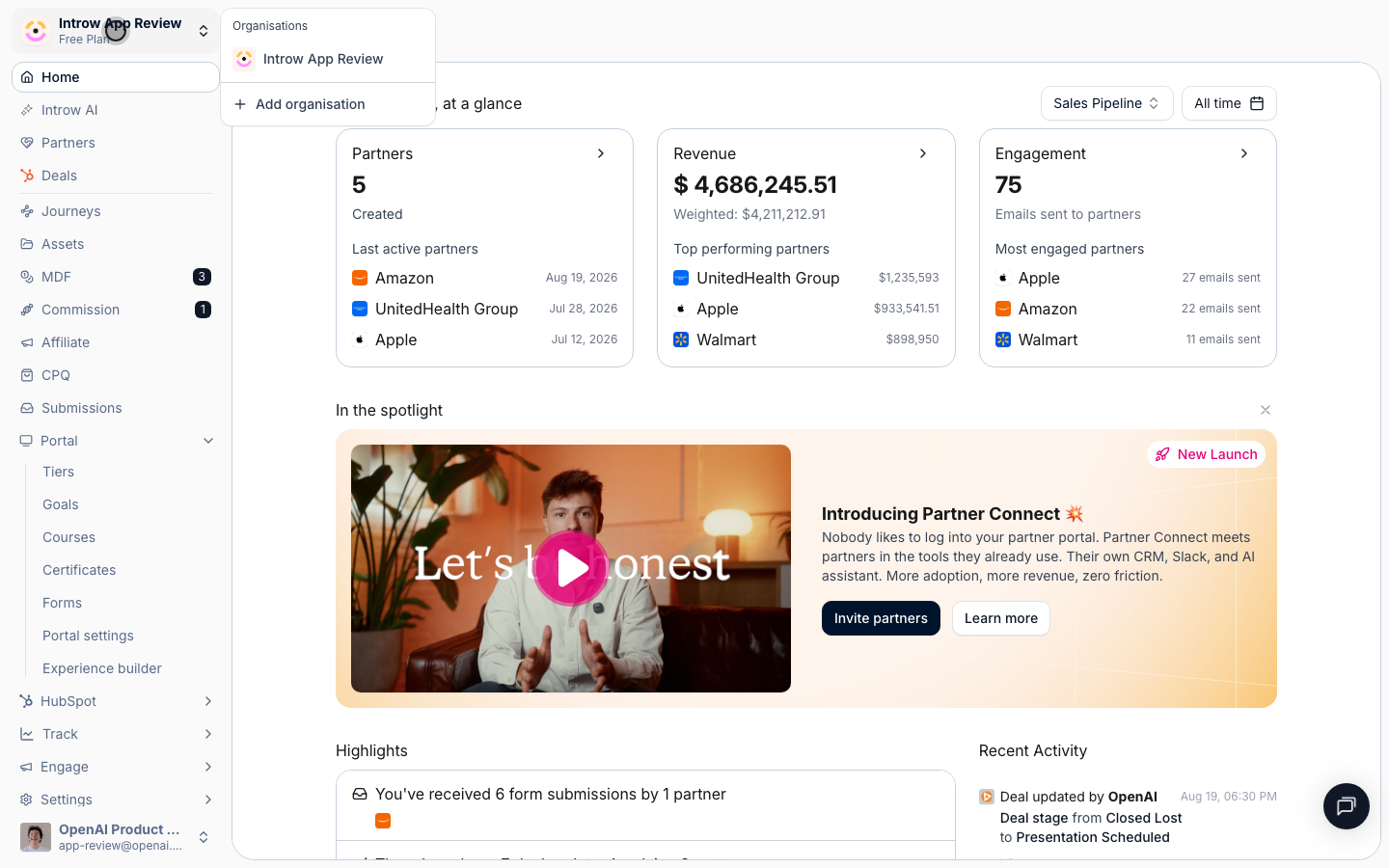 Open the organisation switcher