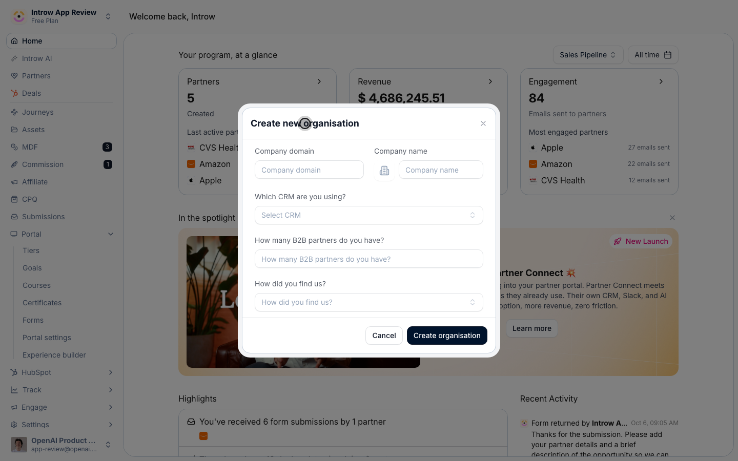 Fill in the new organisation's details