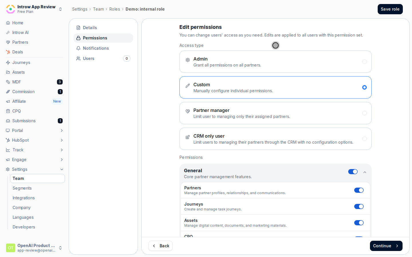 Pick an access type