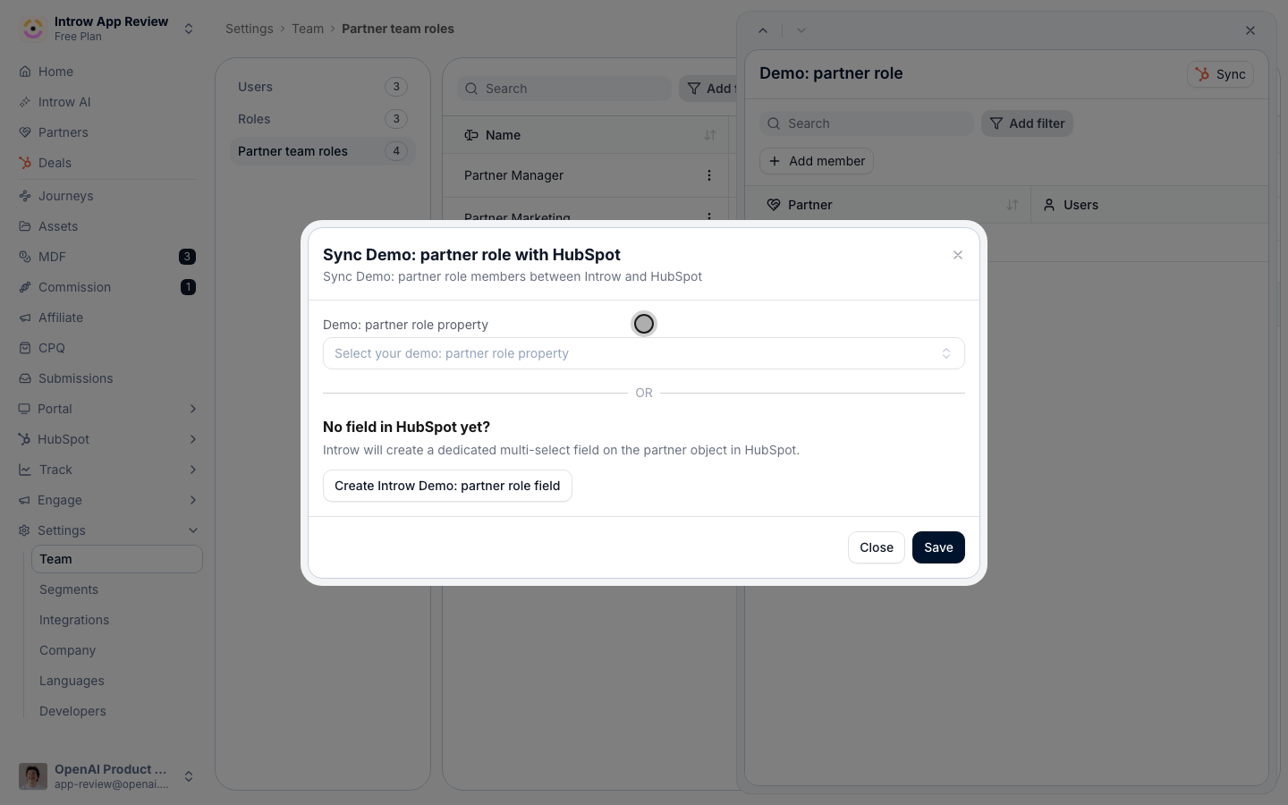 Map it to an existing owner property, or have Introw create a dedicated multi-member field, then Save to keep members in sync.