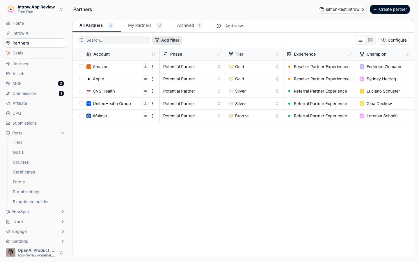 Assign people on partners