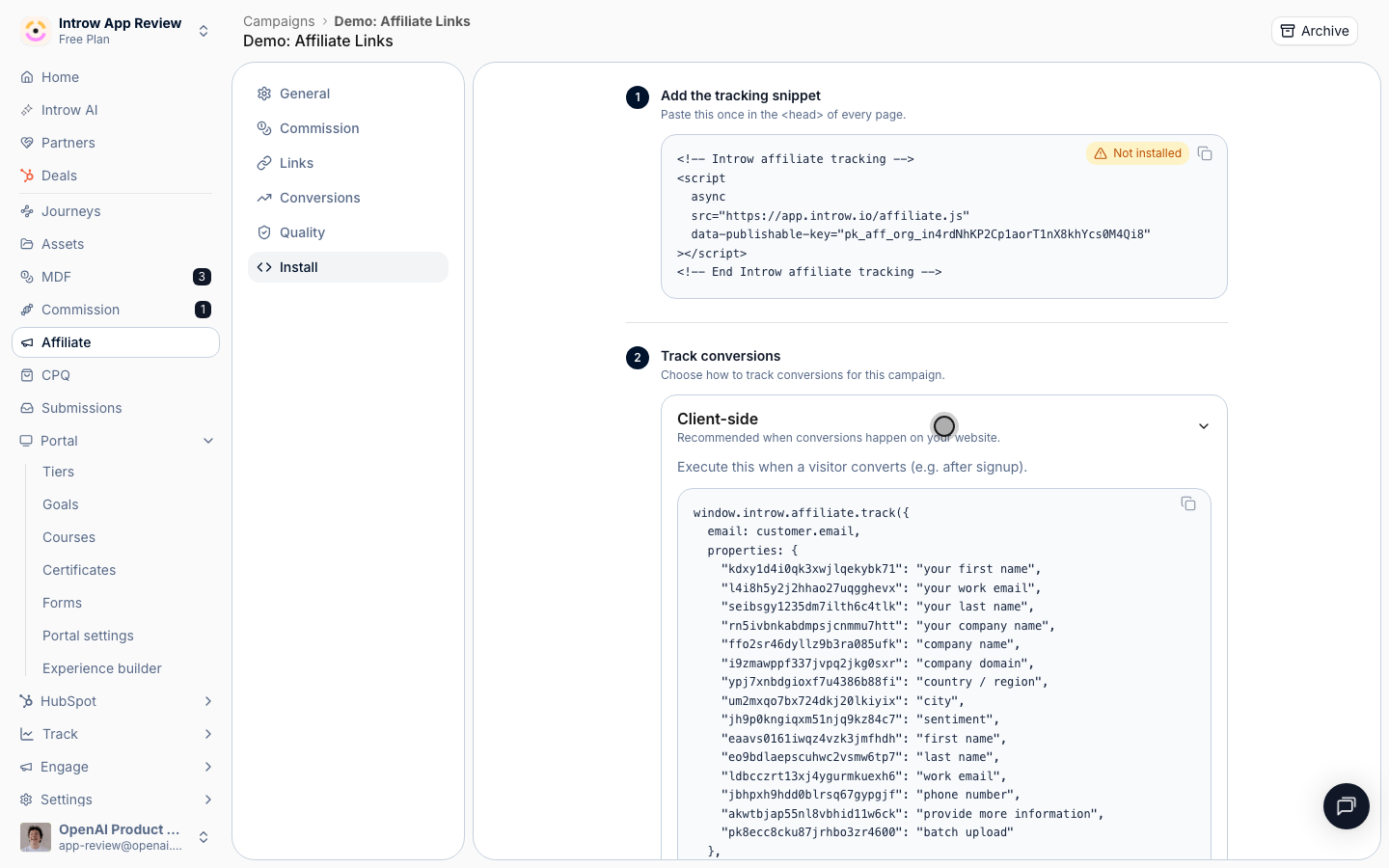 The snippet enables three methods: expand the one that matches where your conversion happens.
