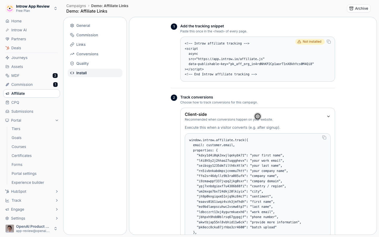 The snippet enables three methods: expand the one that matches where your conversion happens.