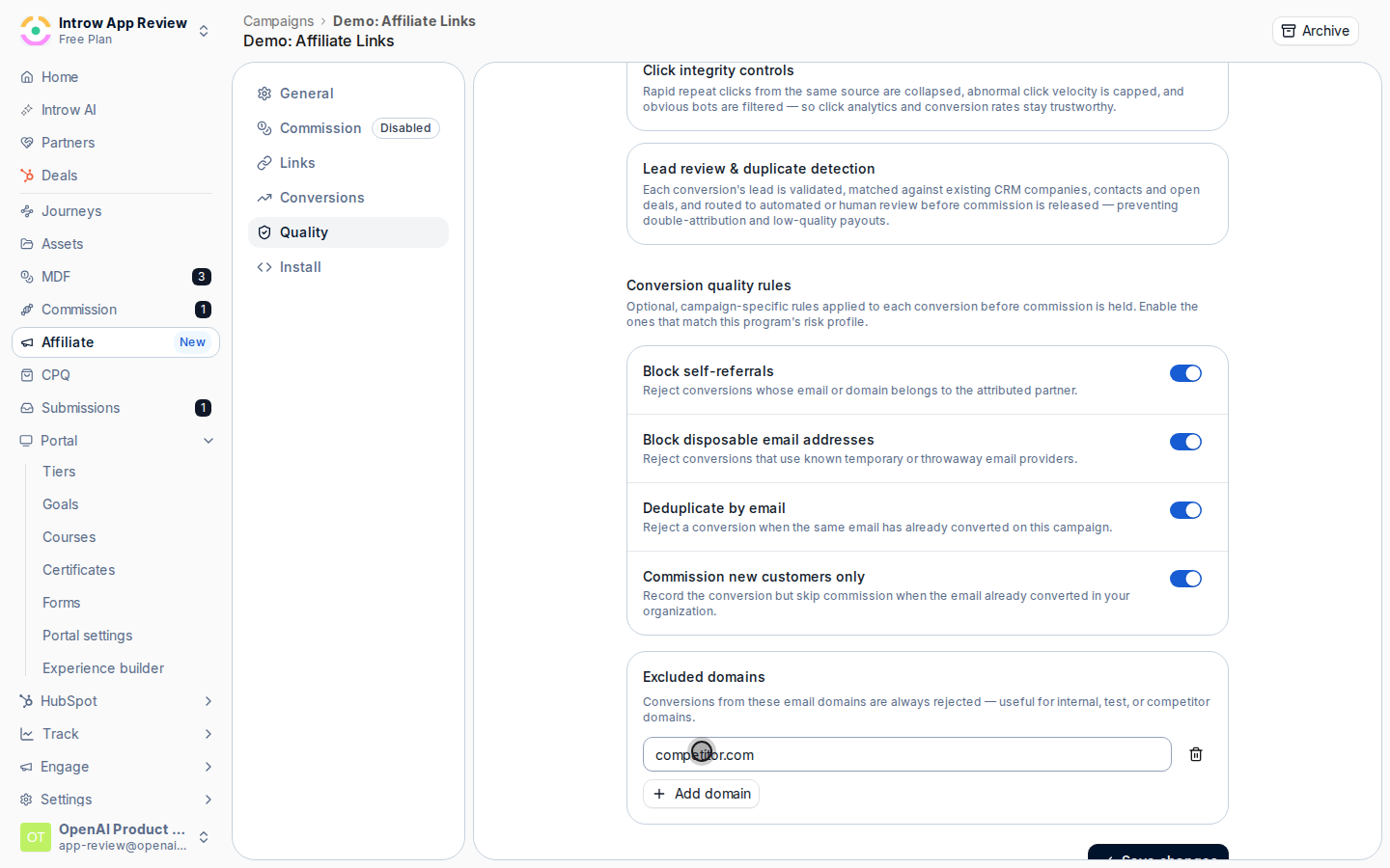Add excluded domains