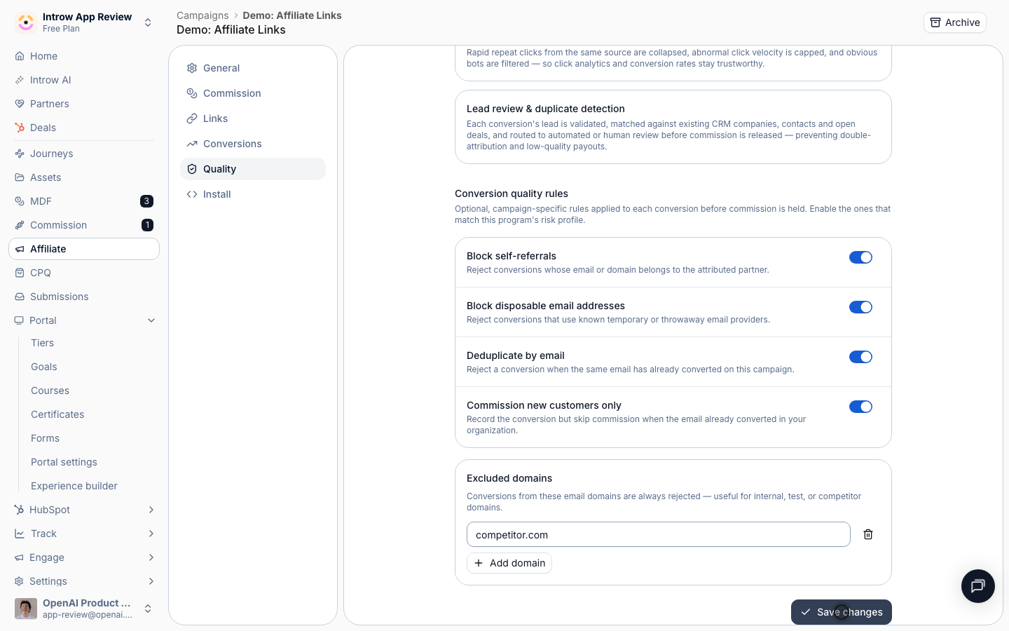 The rules and excluded domains apply to every conversion from here on.