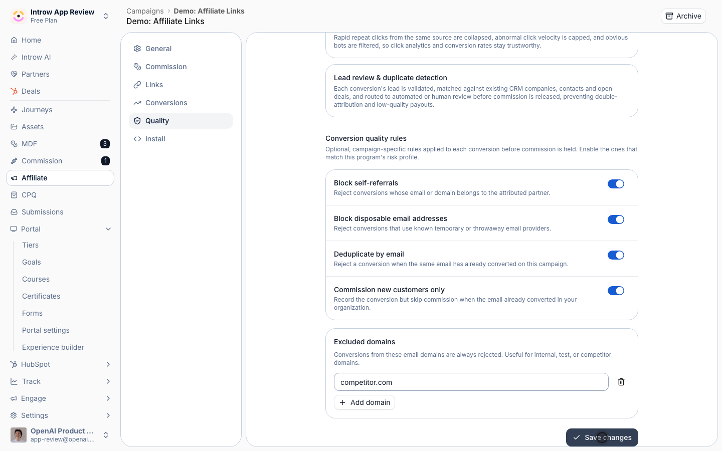 The rules and excluded domains apply to every conversion from here on.