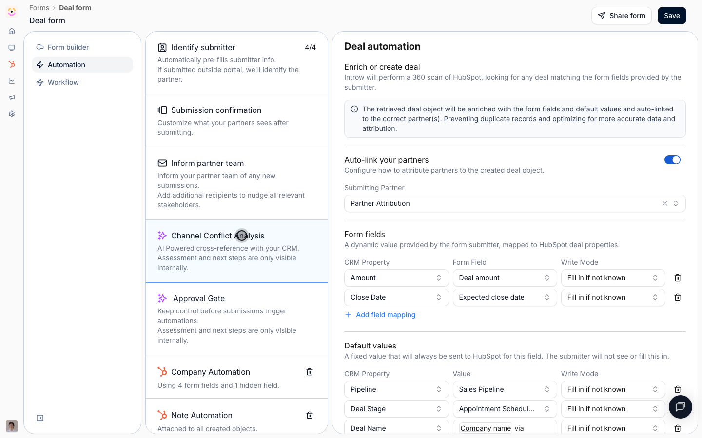 AI cross-references each submission against the deals in your CRM before they sync.