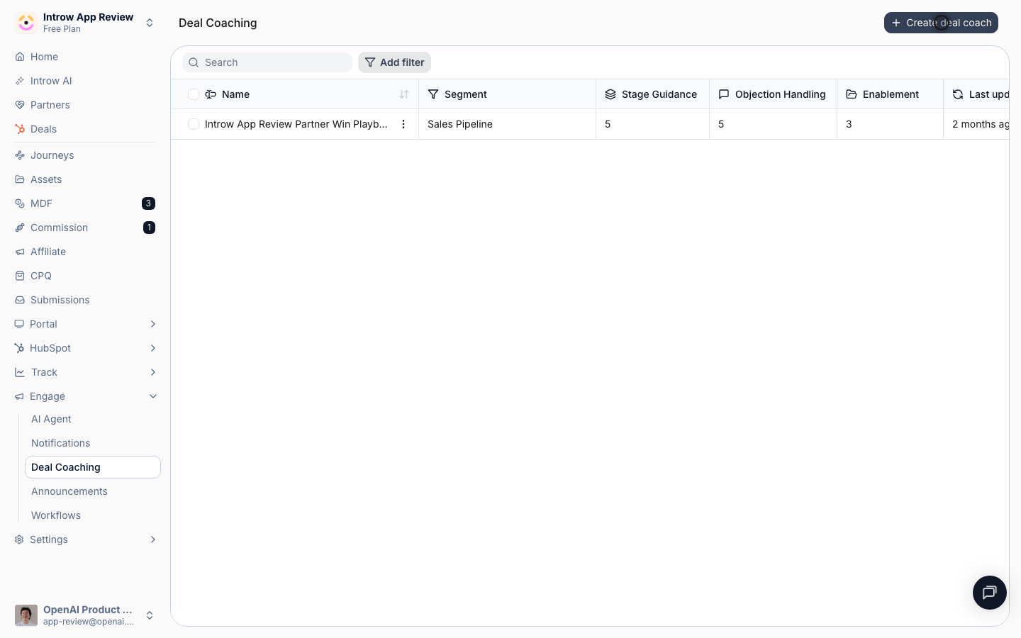 Begin a coach for one of your deal pipelines.
