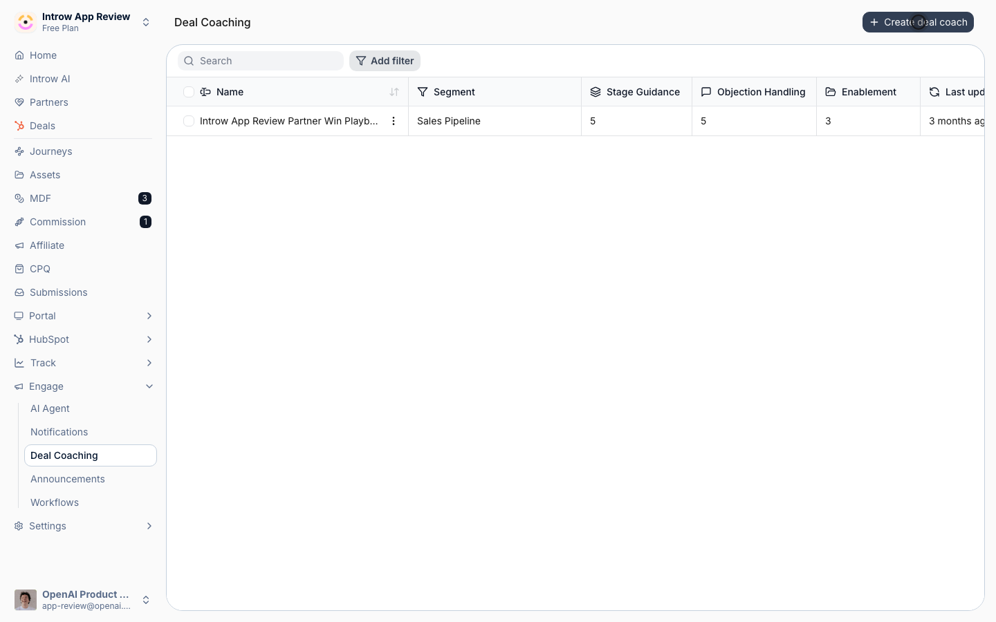 Begin a coach for one of your deal pipelines.