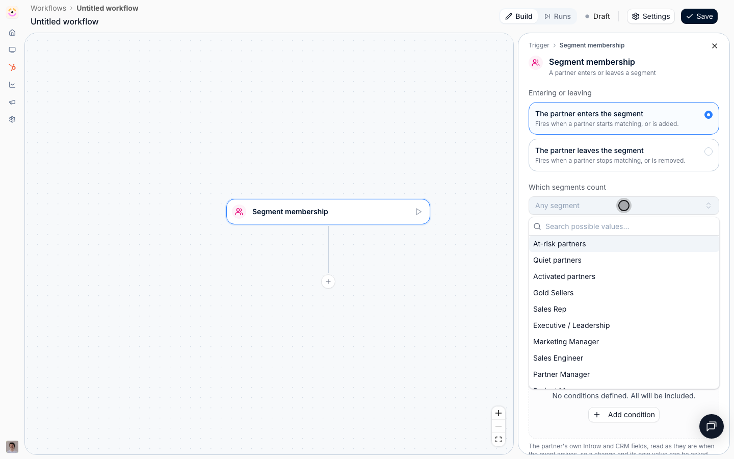Leave it empty and any segment movement anywhere starts a run, which on an account with a dozen segments is a lot of noise.