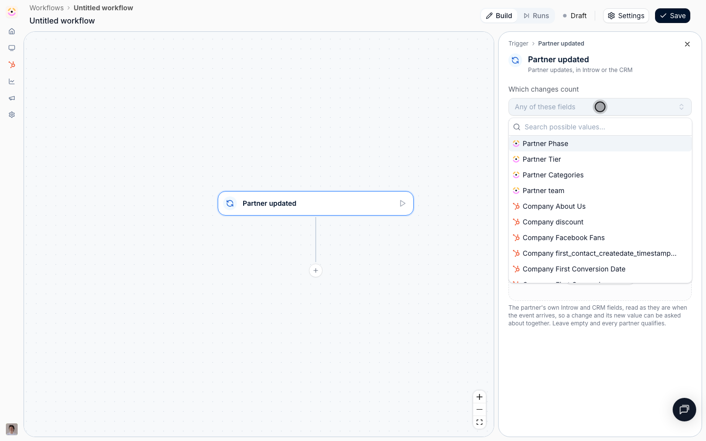See every field whose change can start a workflow