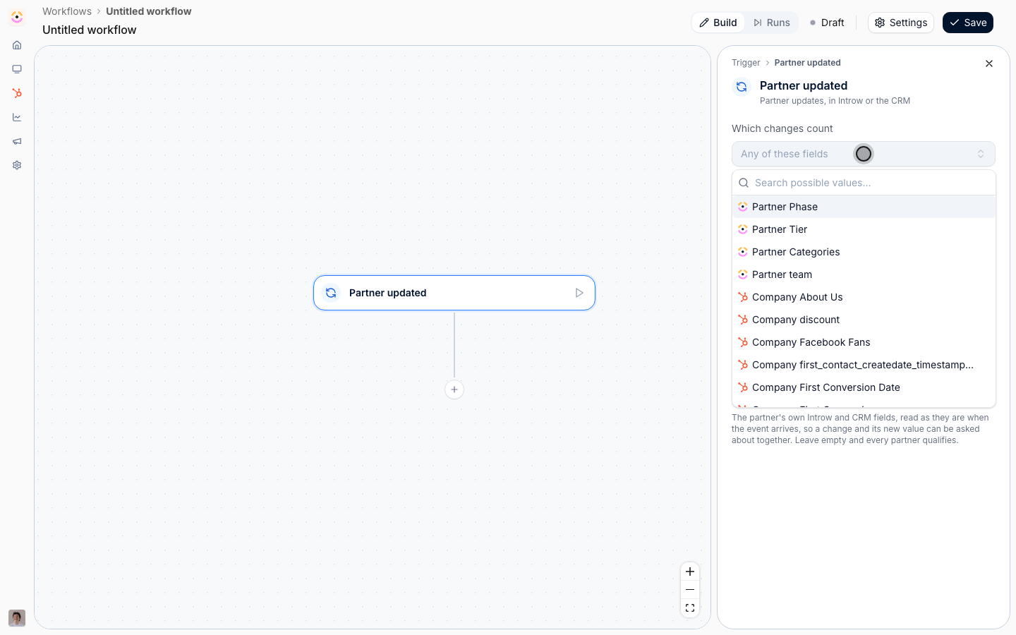See every field whose change can start a workflow