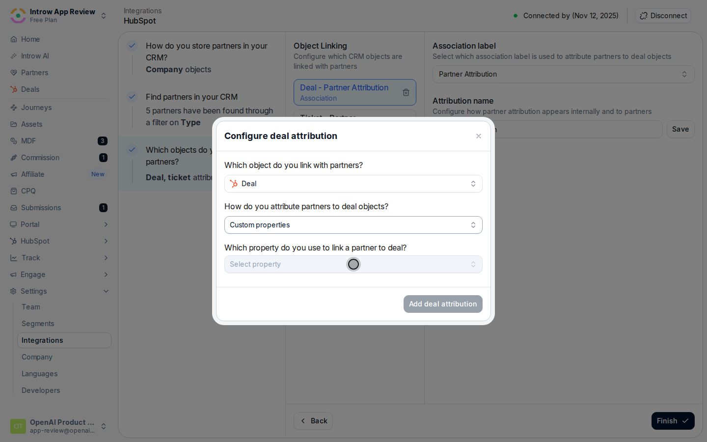 Map values to partners