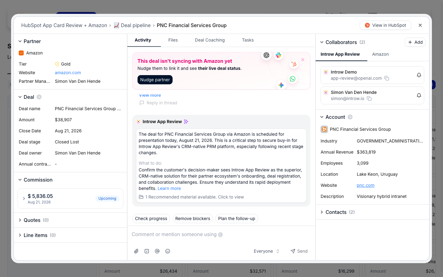 The same deal reopened at Closed Lost, with no Edit button anywhere on the record