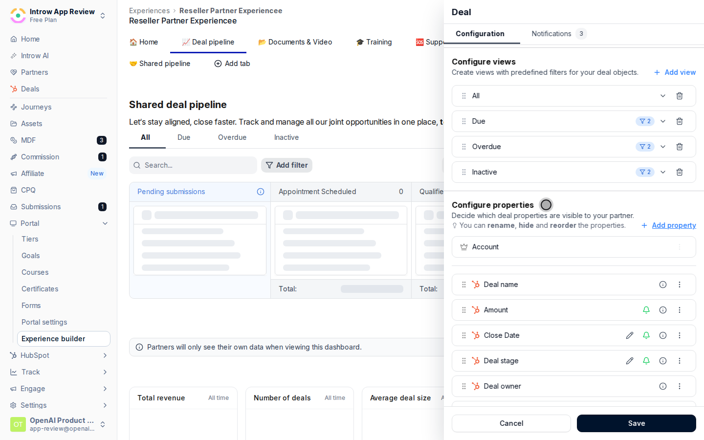 Configure the visible properties
