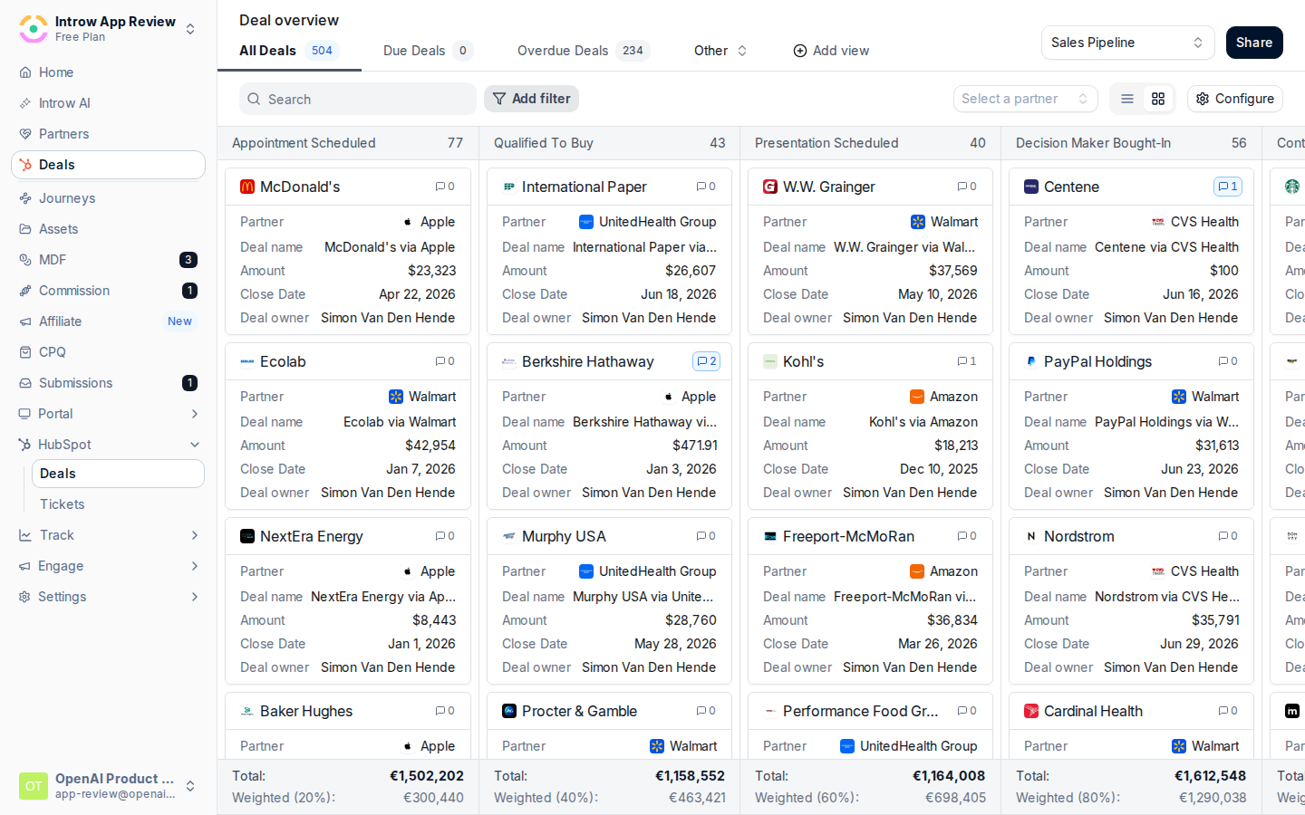 Open the deal overview