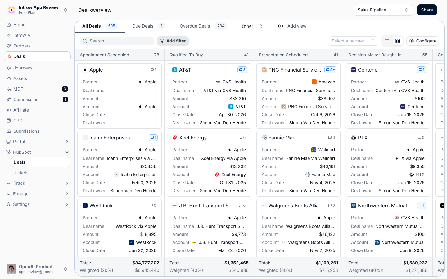 Open the deal overview