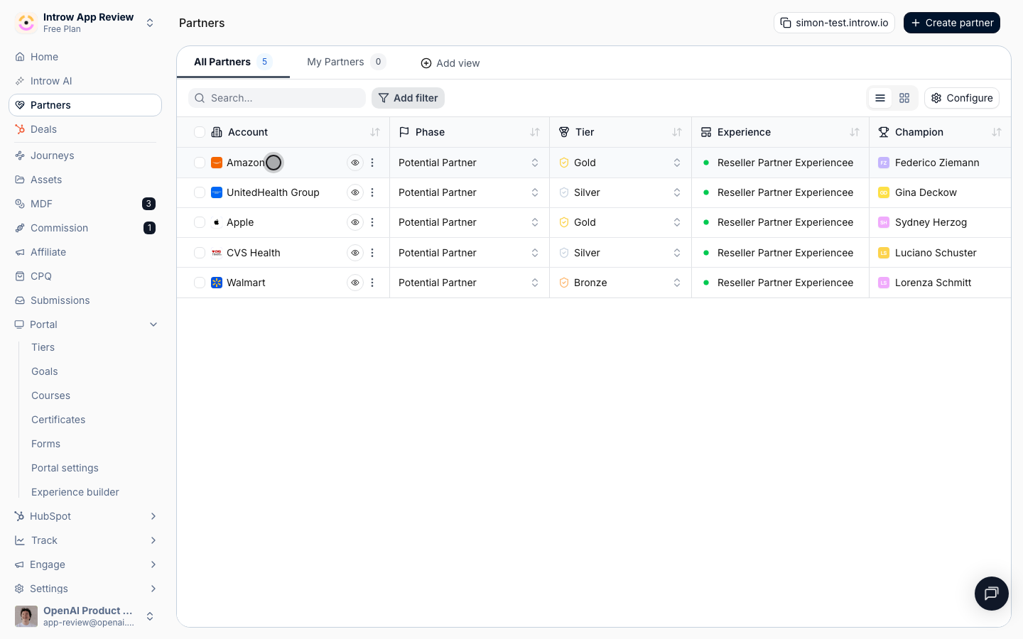 Open Amazon to read pipeline for that partner alone.