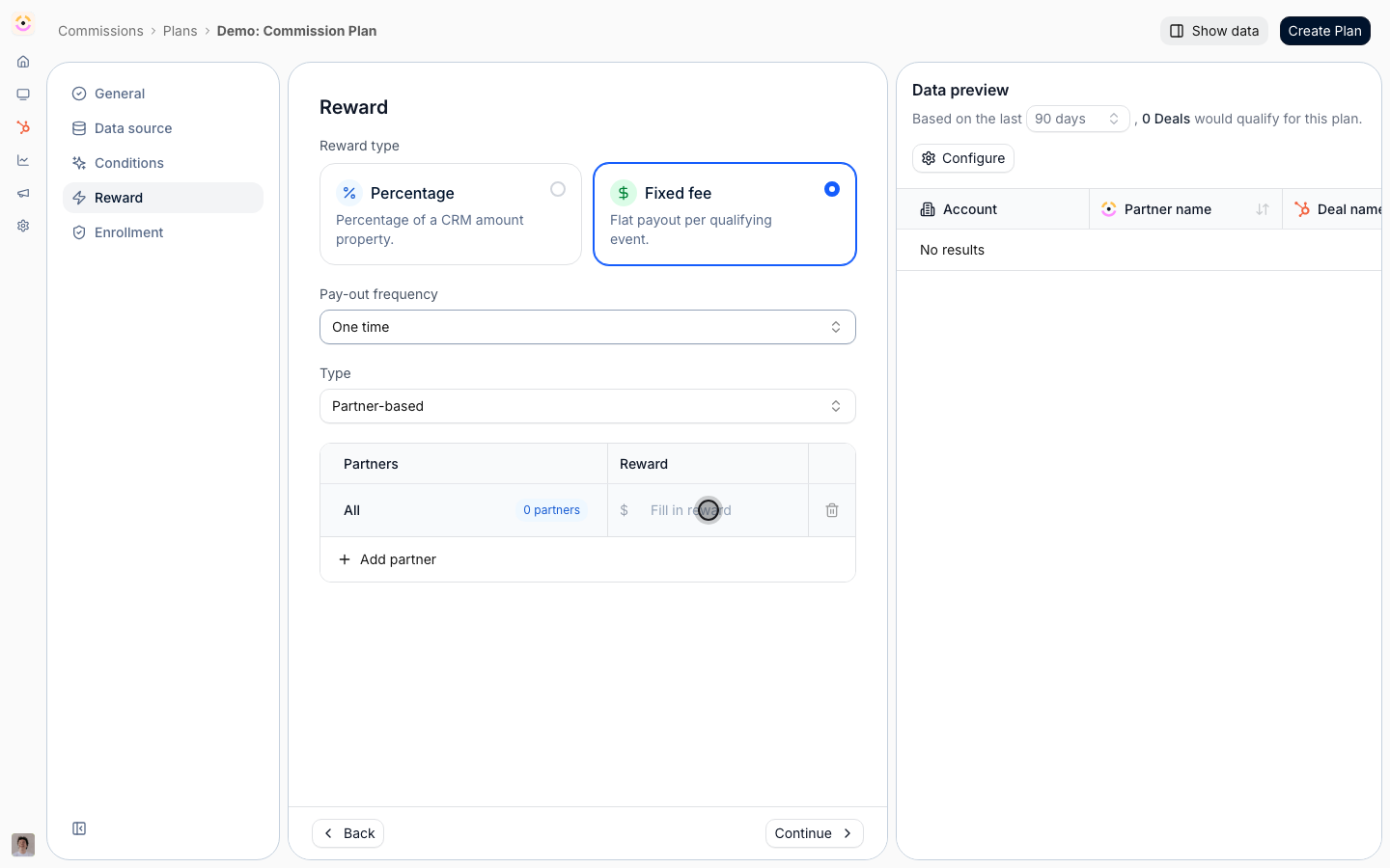 The default 'All' row applies to every enrolled partner; add tier, segment, or partner rows to override it.
