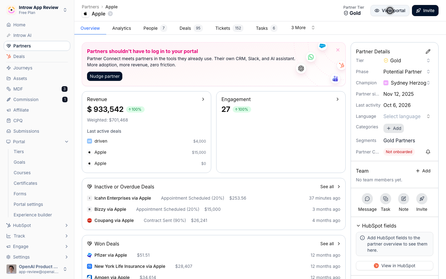 Open the partner's live portal exactly as they see it.