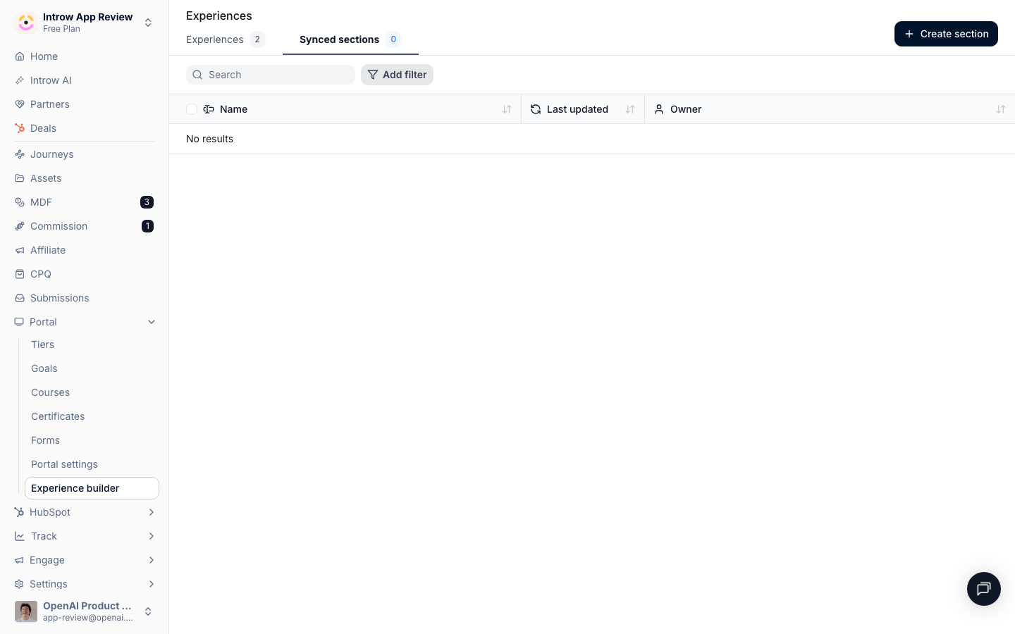 Open Synced sections