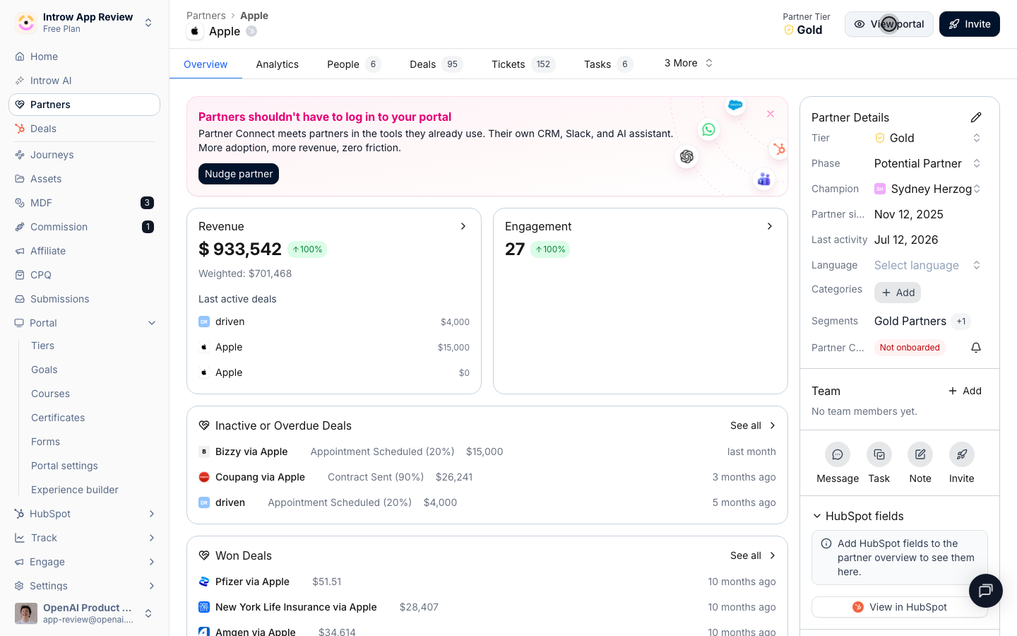 Open the partner's live portal exactly as they see it.