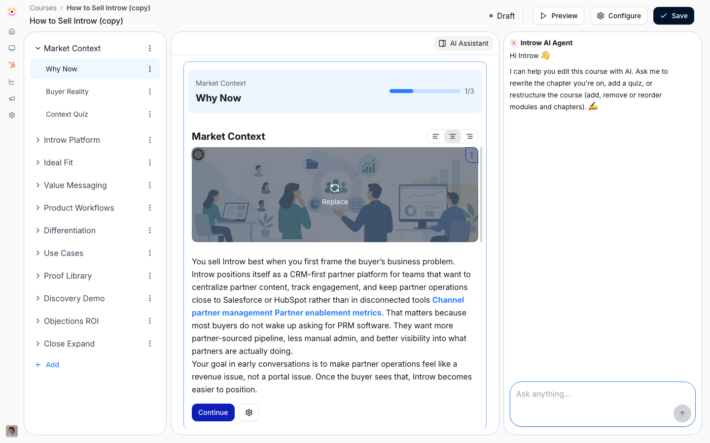 Duplicate copies every module, chapter, and content block into a new Draft course you can adapt.