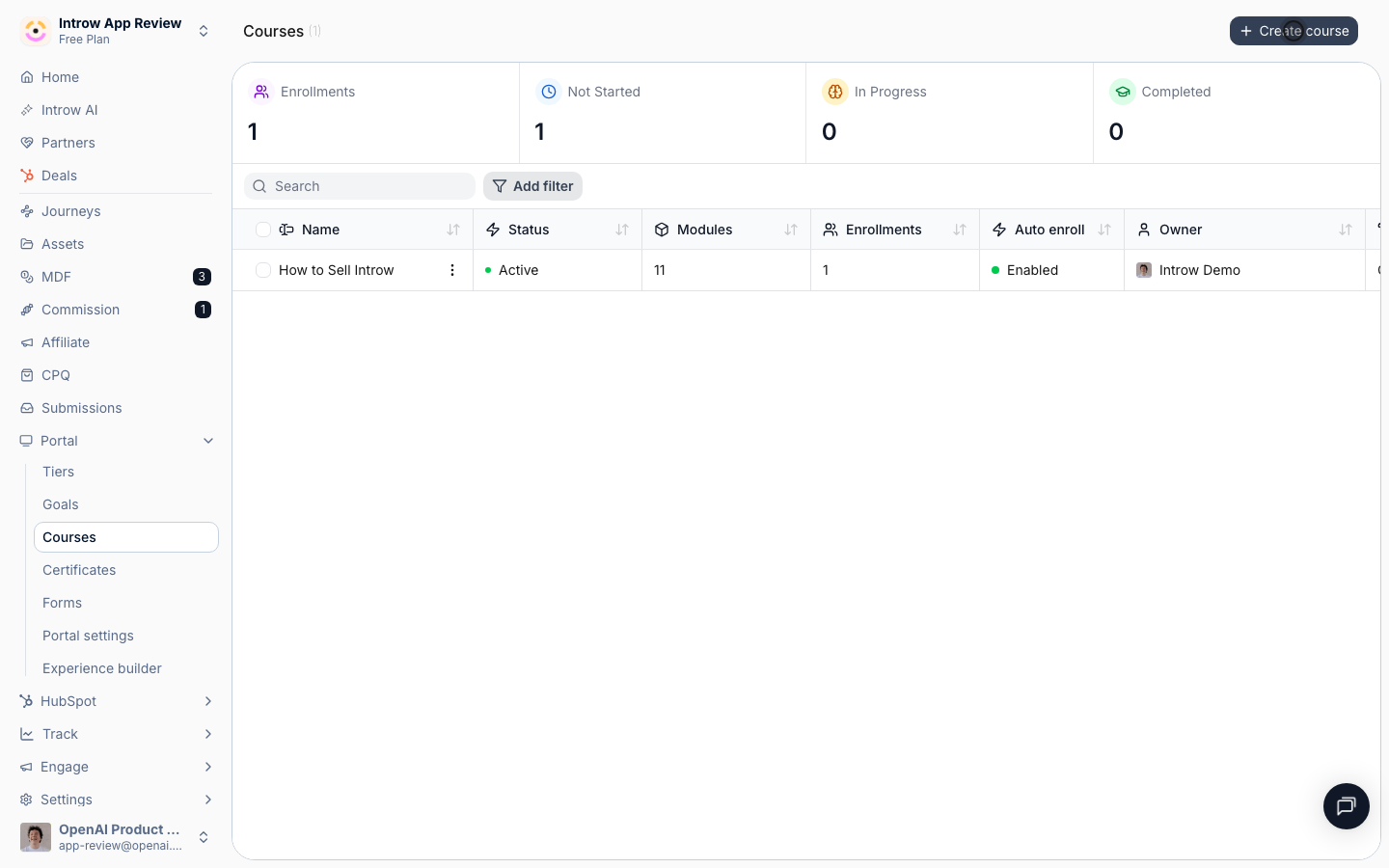 Select Create course to open the AI creator.
