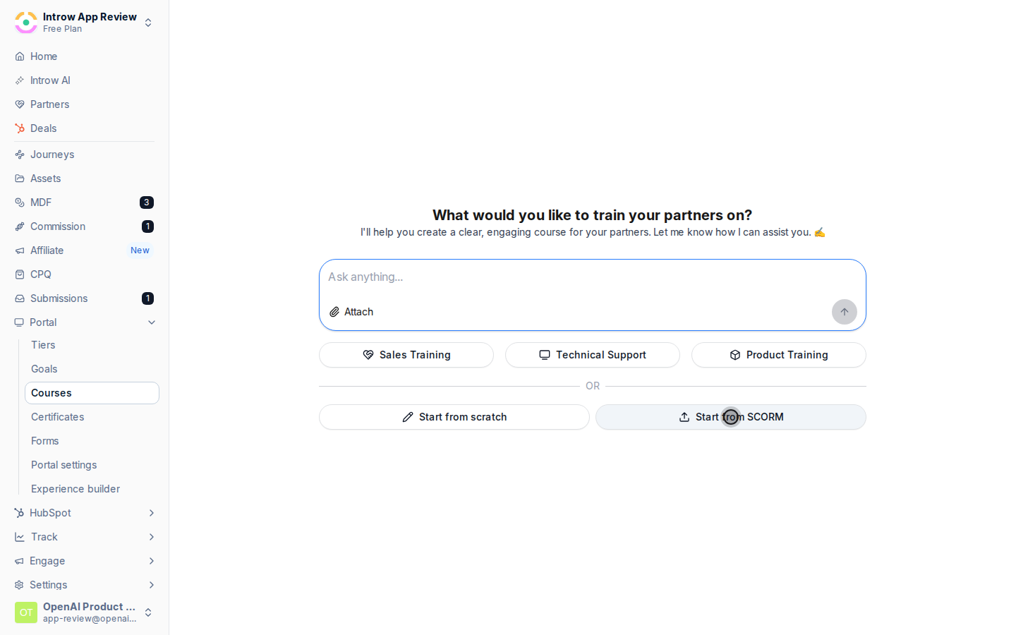 Start a SCORM import