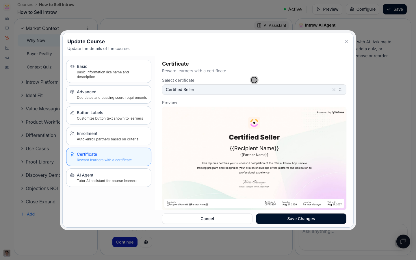 Attach the certificate