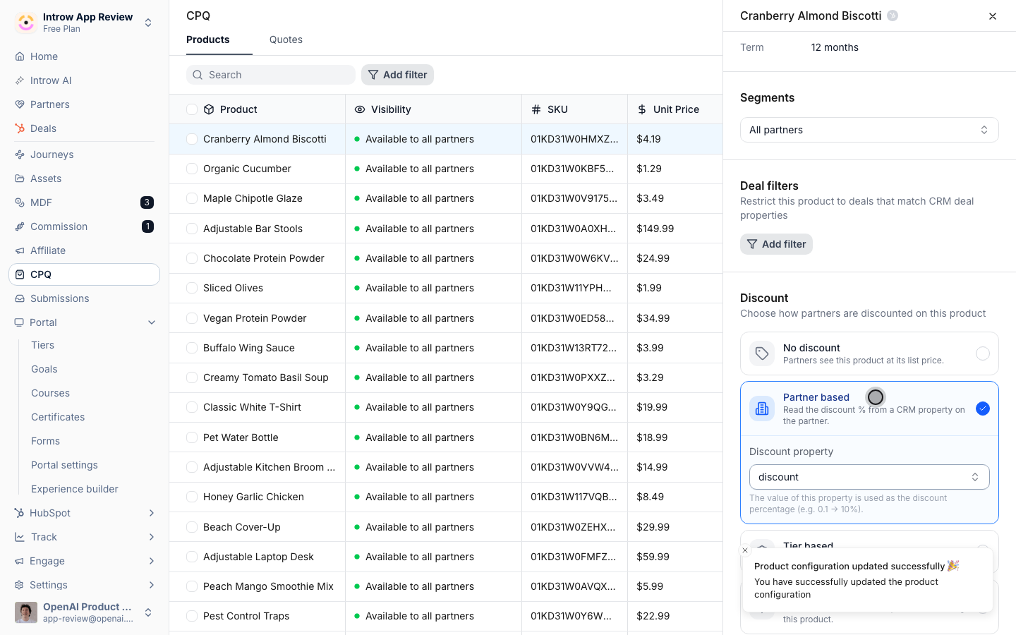 Each partner is now priced from their own property value across quotes.