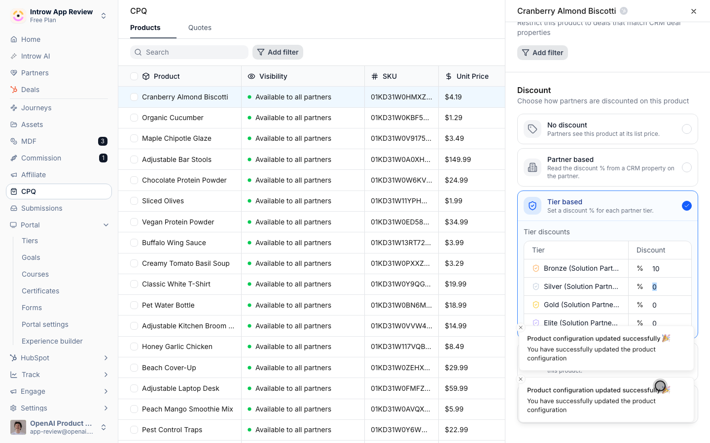 Fill in each tier's discount percentage; higher tiers typically earn a deeper rate.