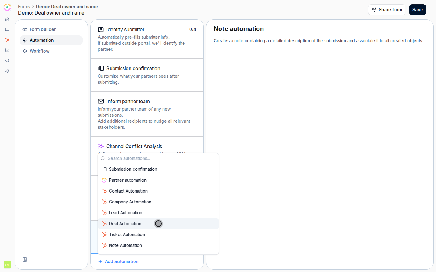 Add the Deal automation