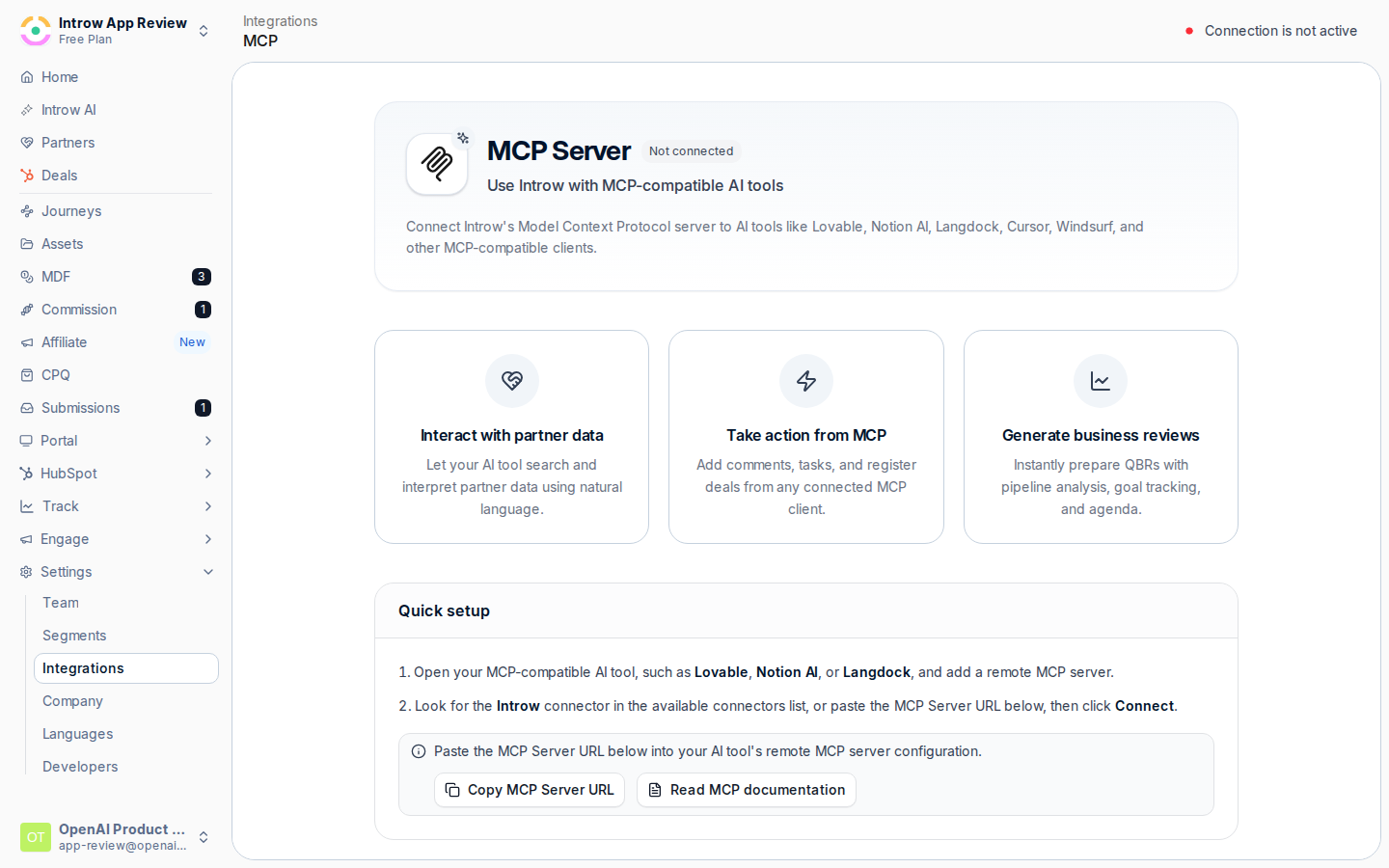 Open the MCP connector