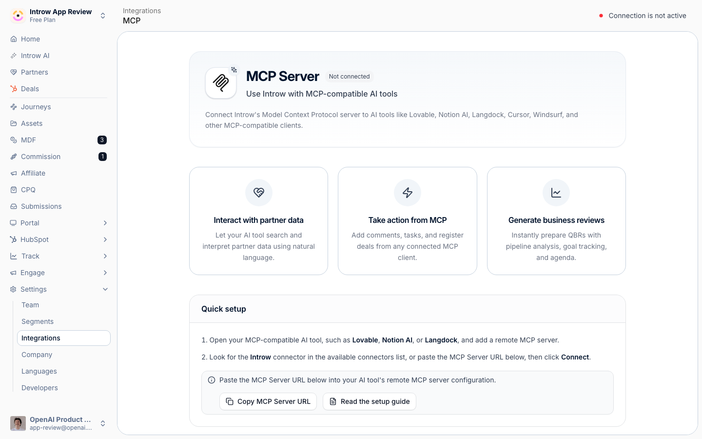 Open the MCP connector