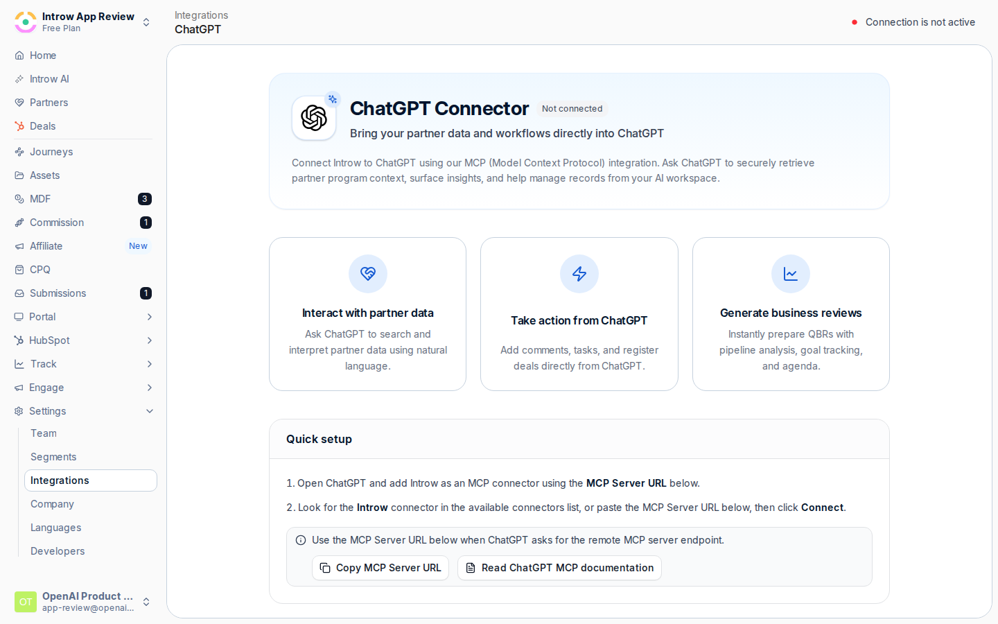 Open the ChatGPT connector
