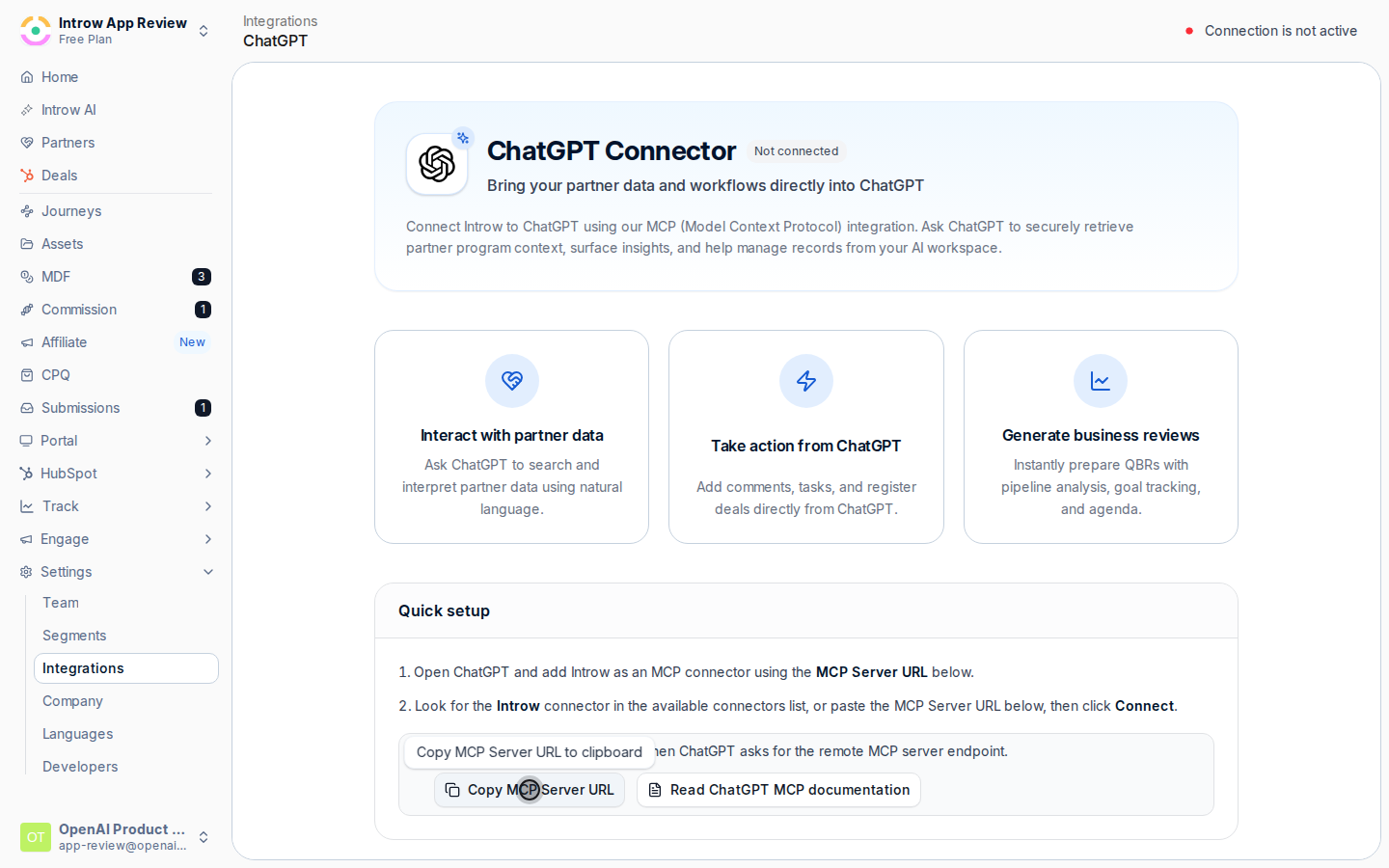 Copy the MCP Server URL