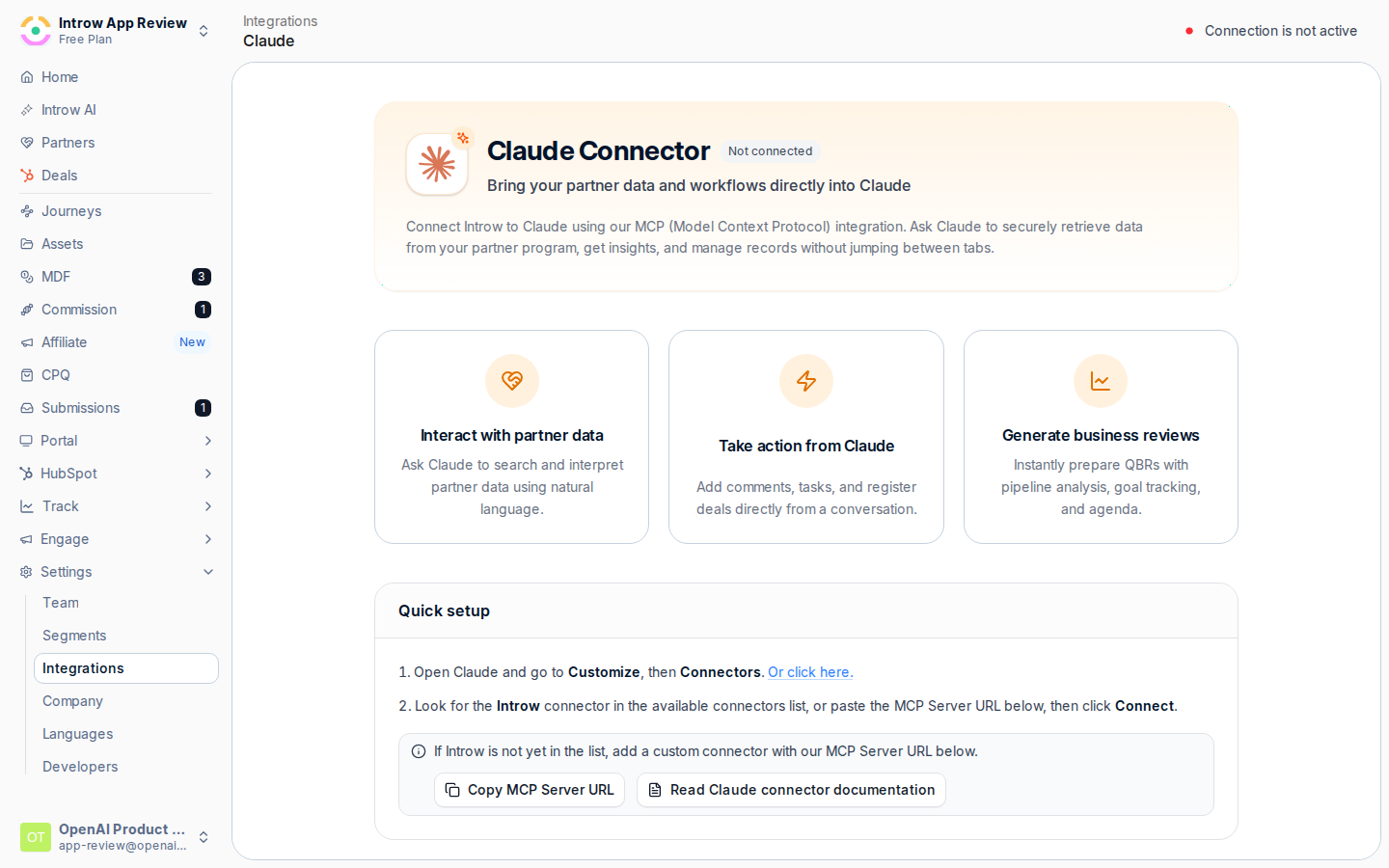 Open the Claude connector