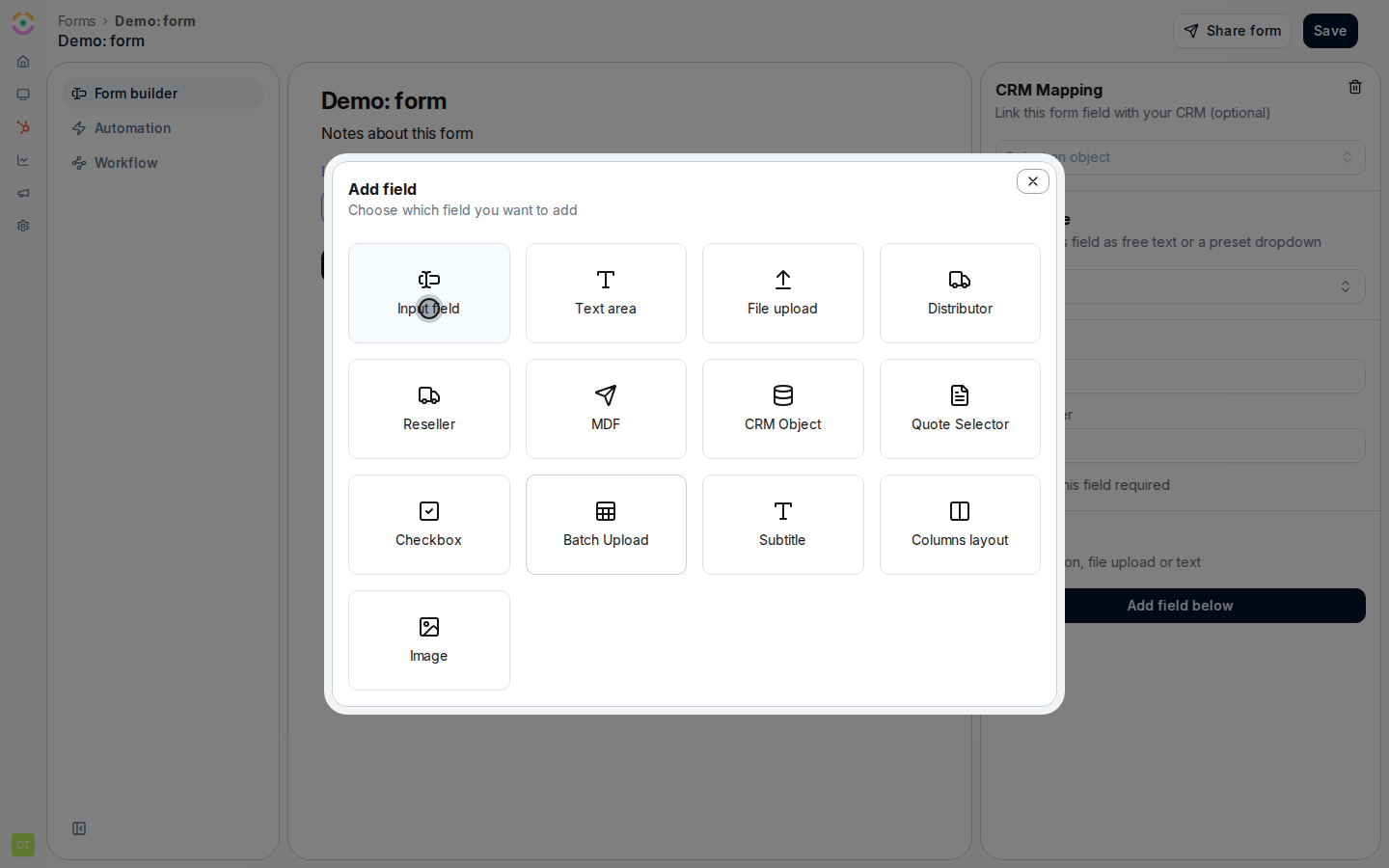 Lay out and order the form