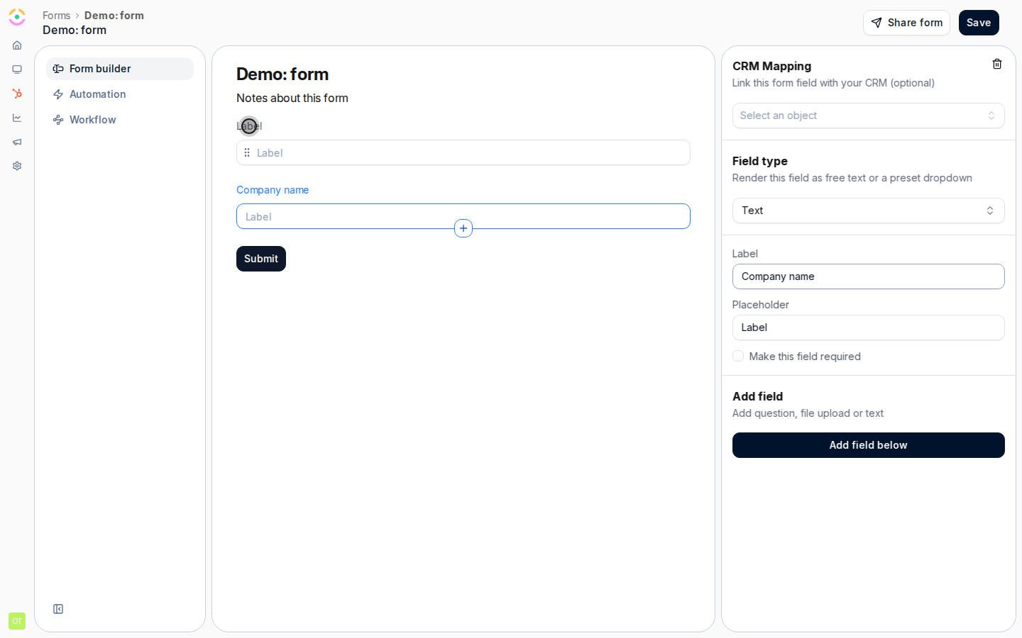 Configure each field