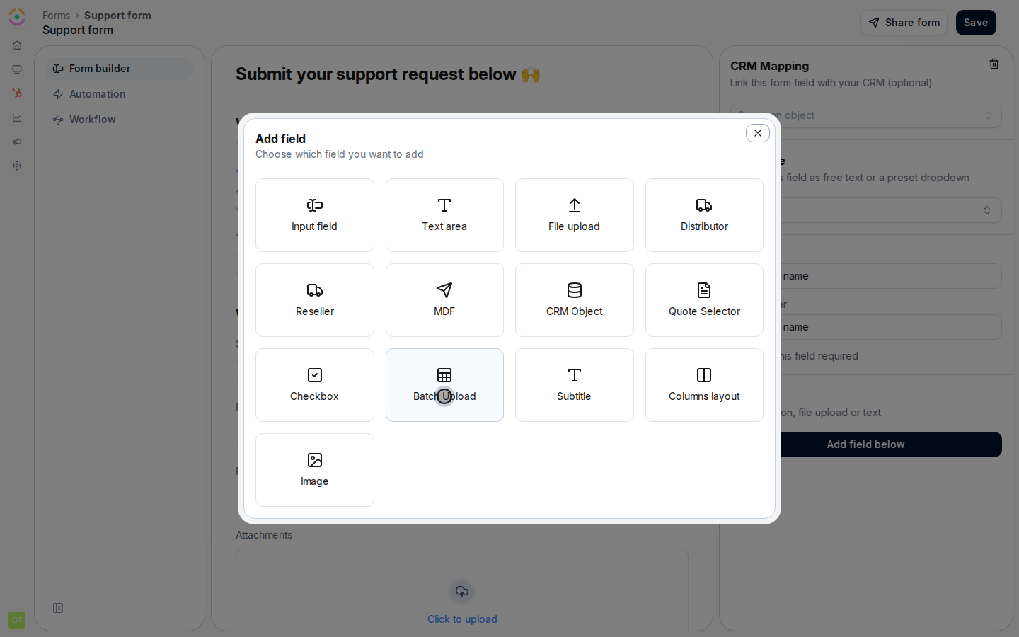Add a Batch Upload field