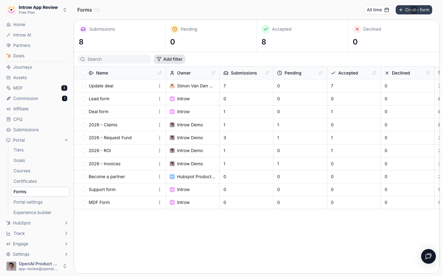 Create the application form