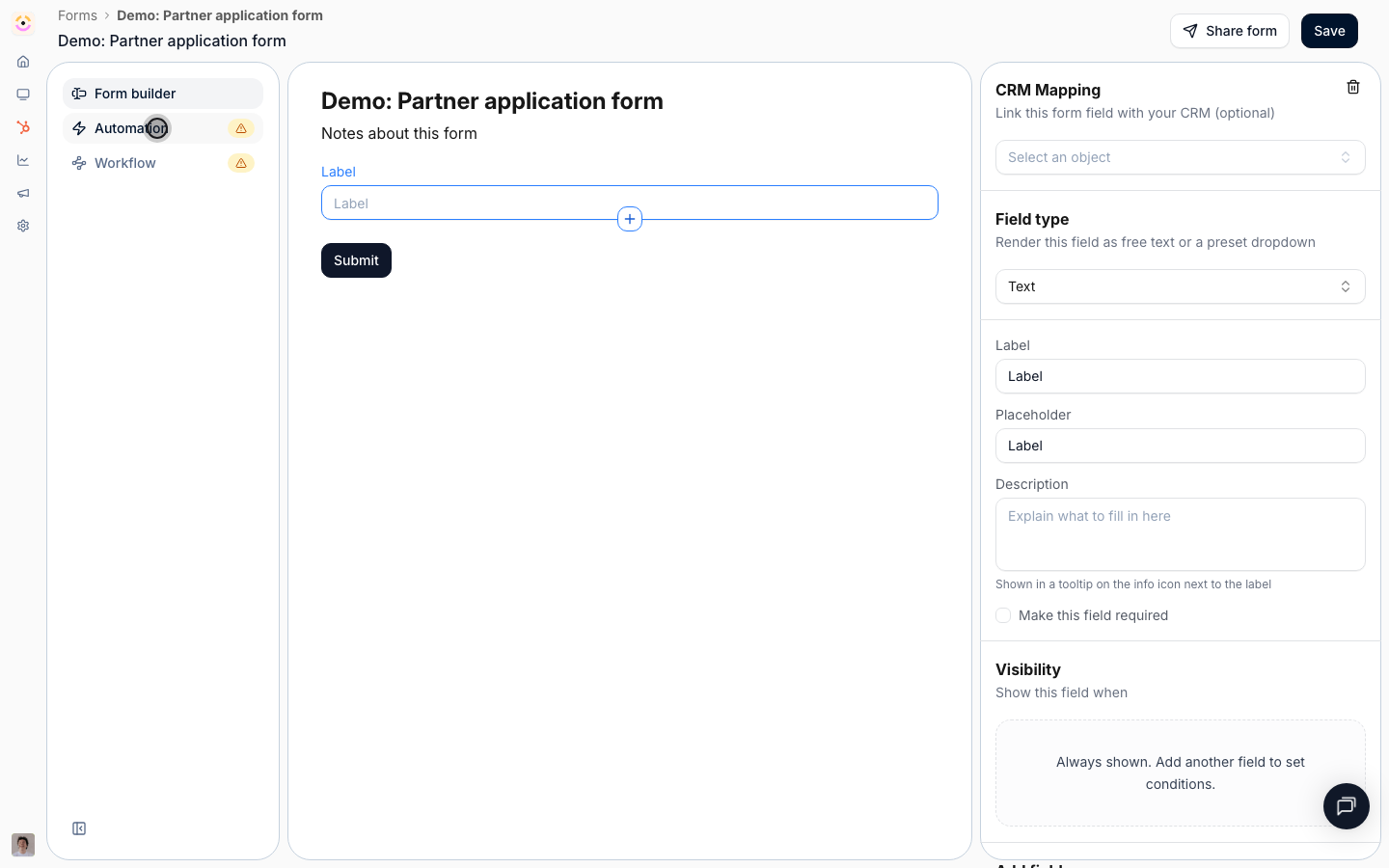 Open the Automation tab
