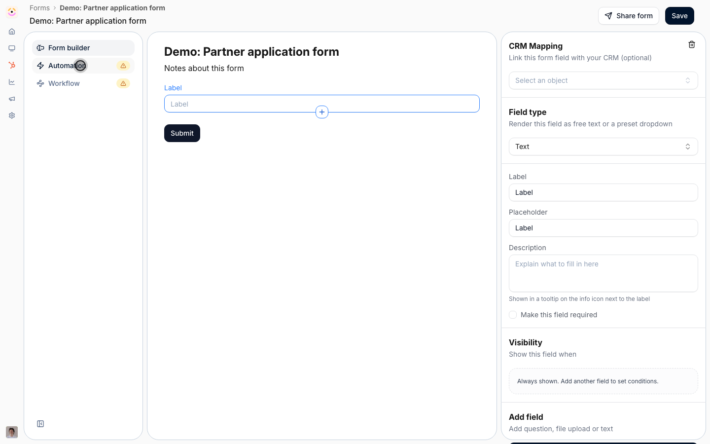Open the Automation tab