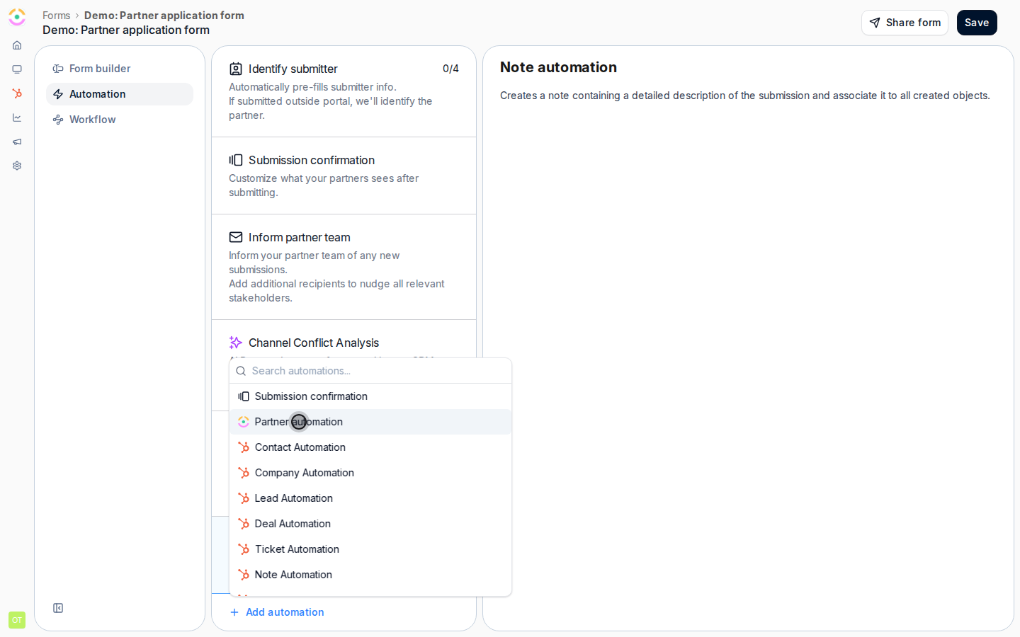 Add the Partner automation