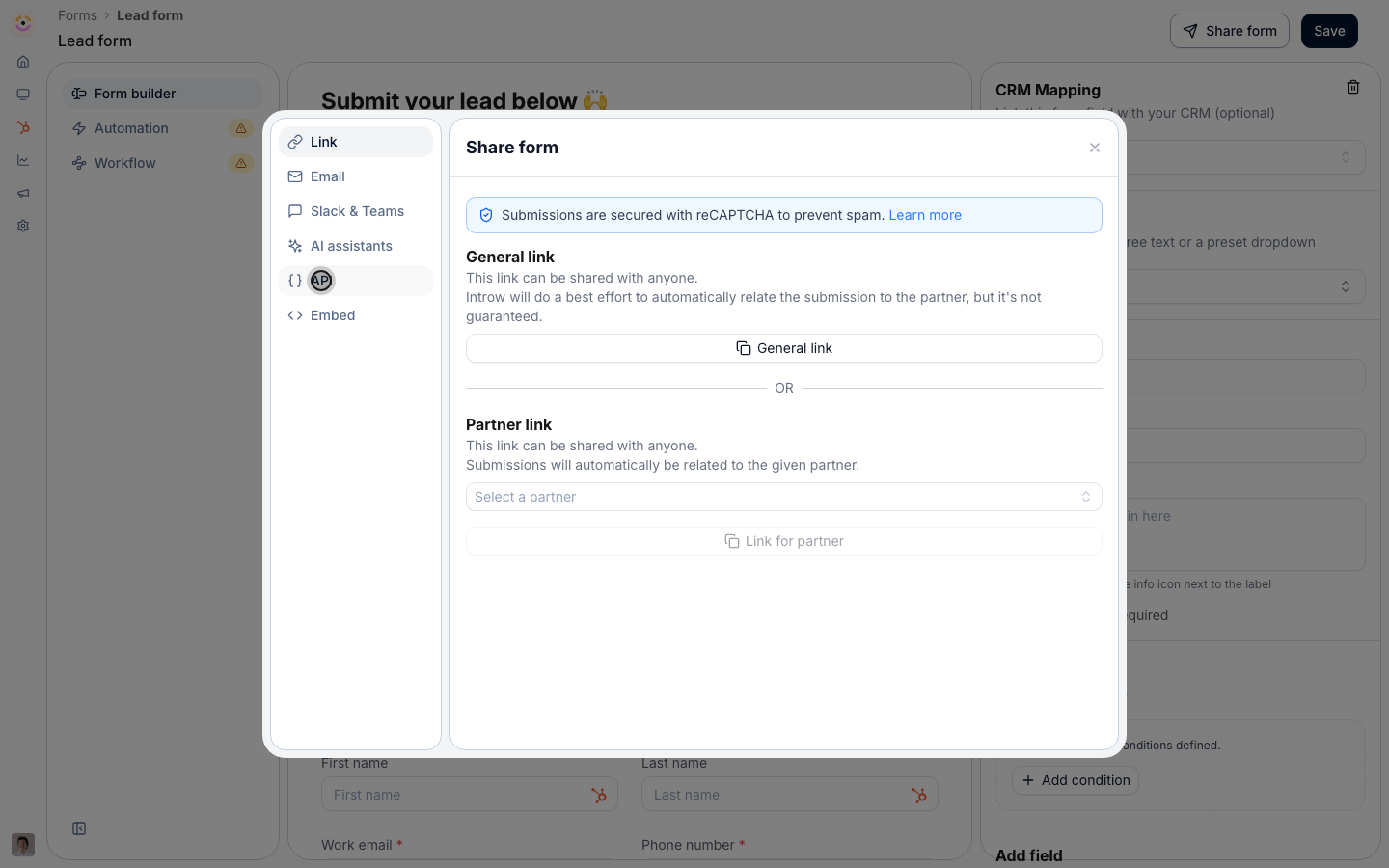 The API tab turns the form into a request you can run.