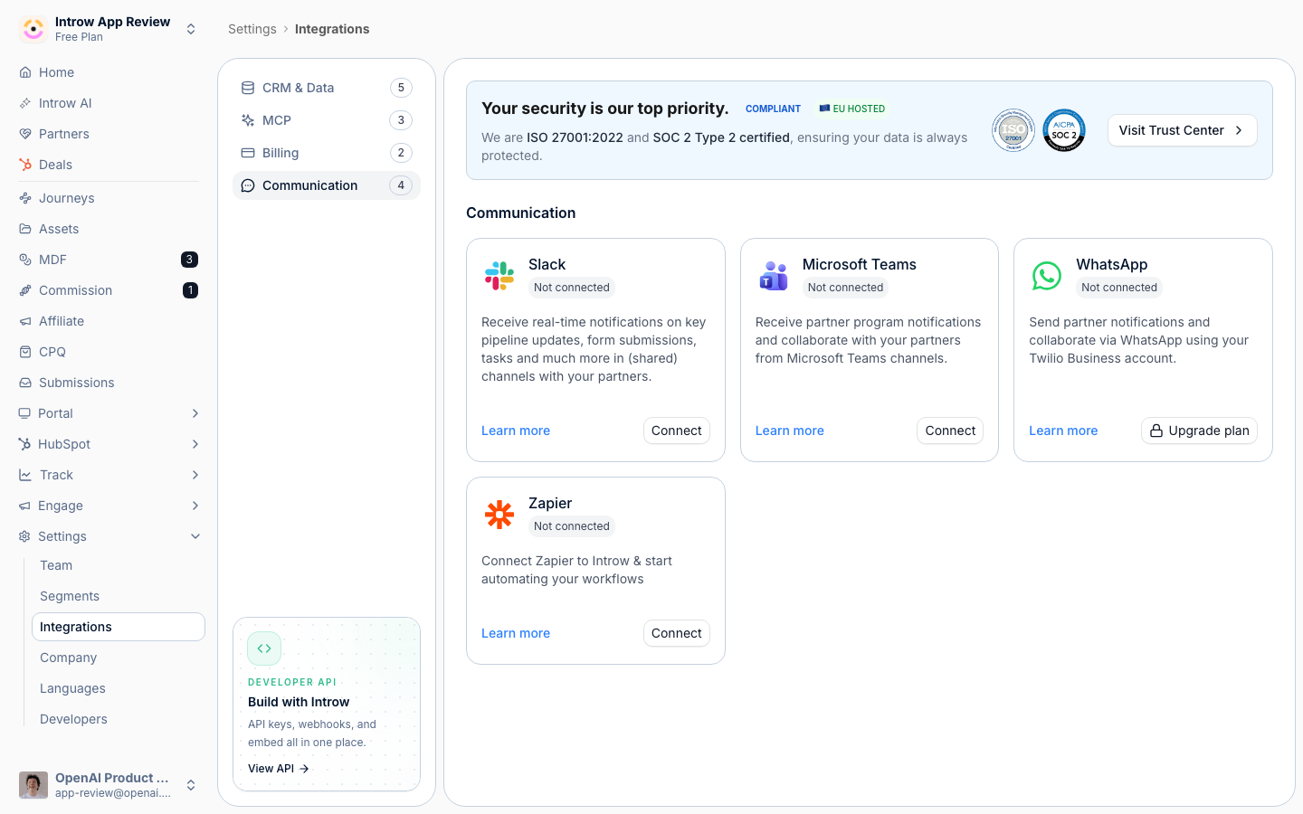 Open the Slack integration