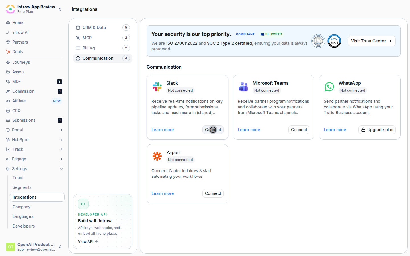 Start the Slack connection