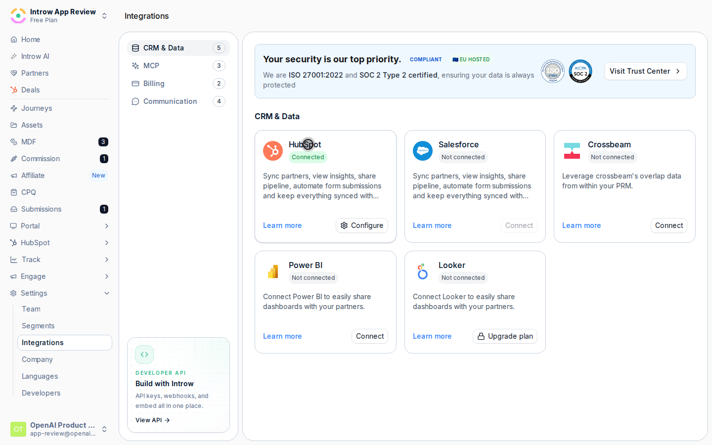 Start the HubSpot connection