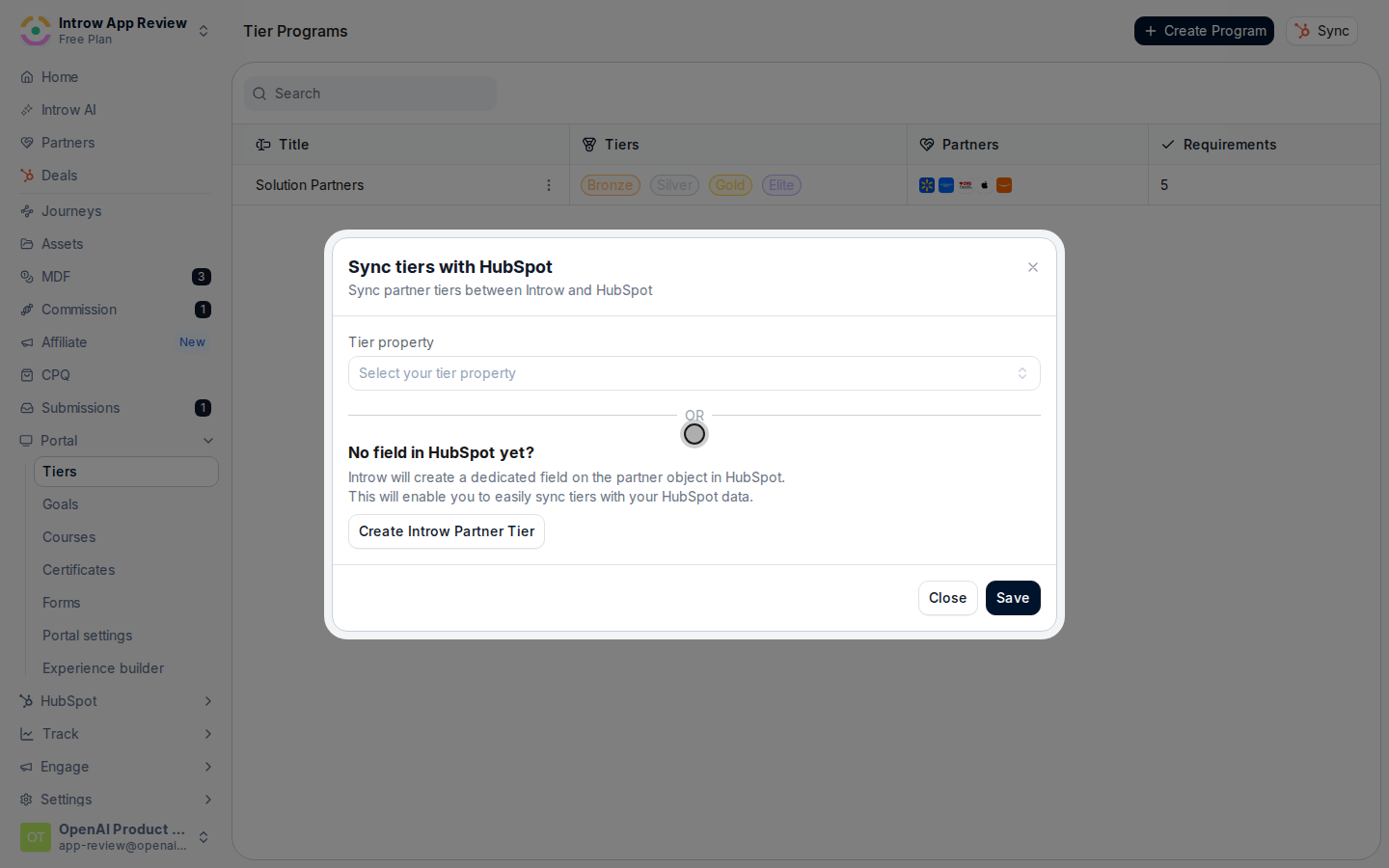 Let Introw create the fields on HubSpot